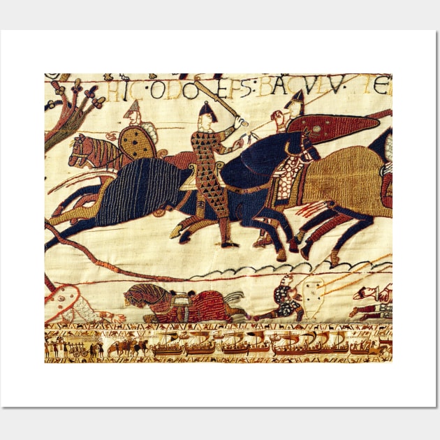 THE BAYEUX TAPESTRY ,ODO IN THE BATTLE OF HASTINGS ,NORMAN KNIGHTS HORSEBACK Detail Wall Art by BulganLumini